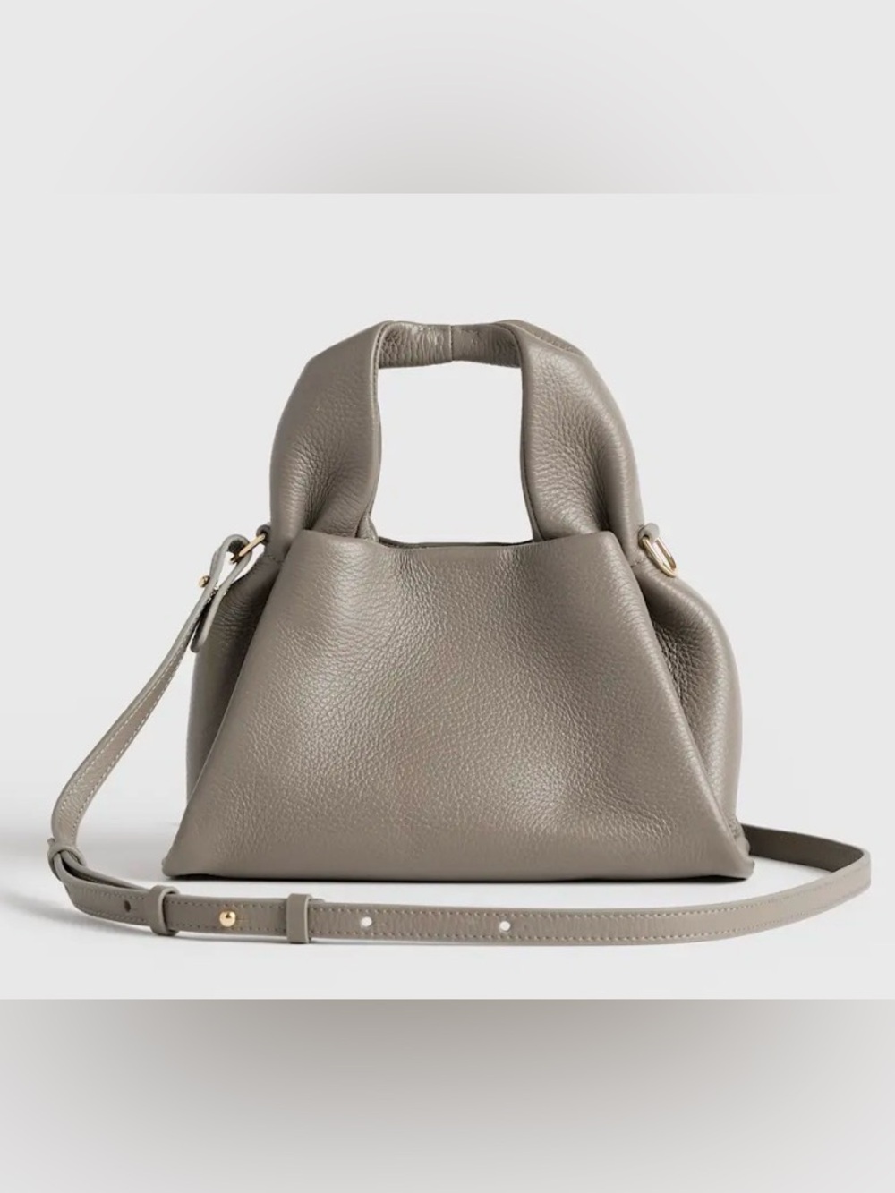 Quince Pebble-Grain Leather Top-Handle Crossbody Bag in Color Mink